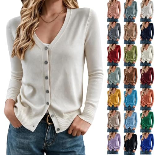 Womens Cardigan Sweaters Lightweight V Neck Button Down Fall Cardigans | Long Sleeve Trendy Cardigan,Business Casual Sweaters,Work Office Cardigan Sweaters,Fall Knit Lightweight Top