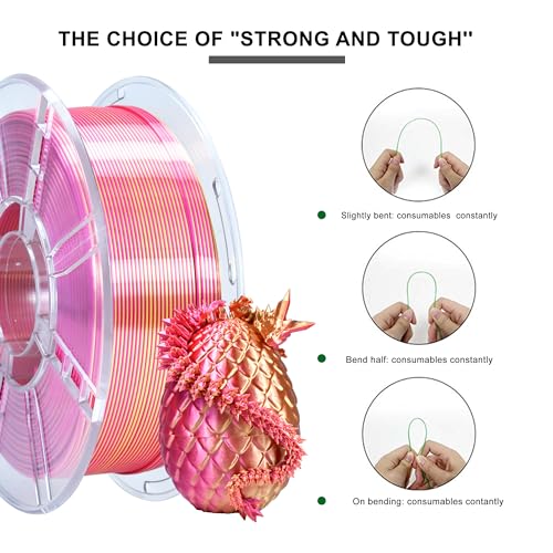 Image of iBOSS Silk PLA Plus 1.75mm Dual Color Filament, Clog-Free Shiny 3D Printer Filament, 1kg Spool(2.2lbs), Dimensional Accuracy + /- 0.02 mm, Fit Most FDM Printer(Silk Red and Gold)