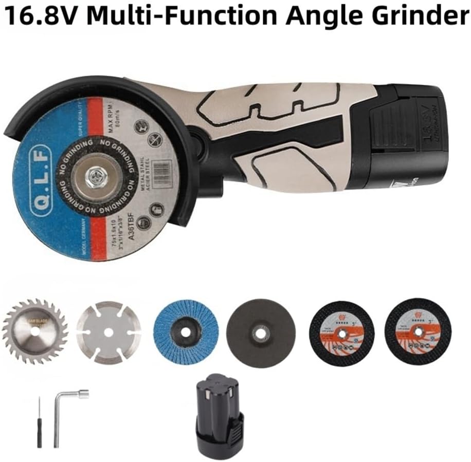 16.8V Angle Grinder Portable Lithium Cutting Tool Grinding Electric Polishing Machine Small Grinder Machine Wireless Power Tools(1 Battery set)