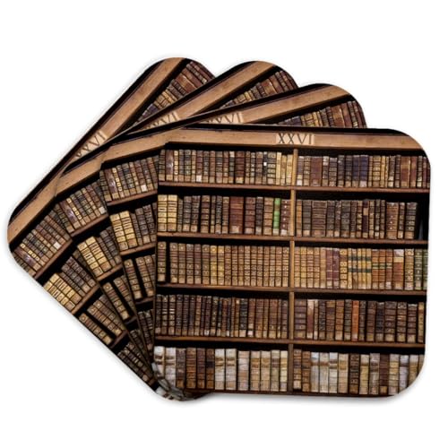 3dRose France, Corsica, Books, Ajaccio Municipal Library - Eu09 Ssm0025 - Scott T. Smith - Soft Coasters, Set of 4 (CST_81697_1)