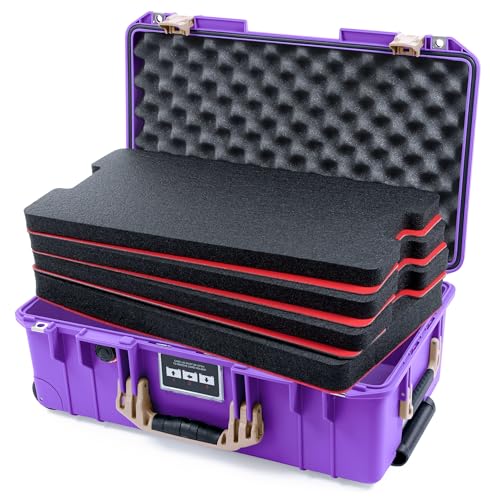 Pelican Air 1535 Carry-On Case Galaxy Purple and Desert Tan Handles & Latches - Comes with Tool Foam Kit + Lid Foam