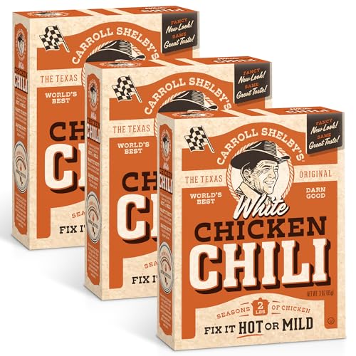 Carroll Shelby's Original Texas Brand White Chicken Chili Kit 3oz Box (Pack of 3)