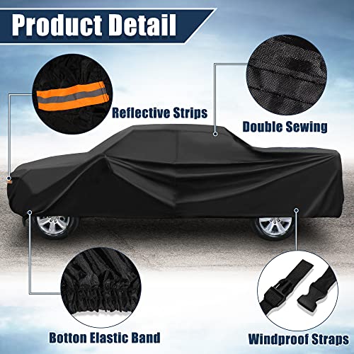 X Autohaux Pickup Truck Car Cover For Toyota Tacoma Crew Cab Pickup 4 Door 6.1 Feet Bed 05-21 Outdoor Waterproof Sun Rain Dust Wind Snow Protection 190T Pu With Driver Door Zipper Black #TOP6
