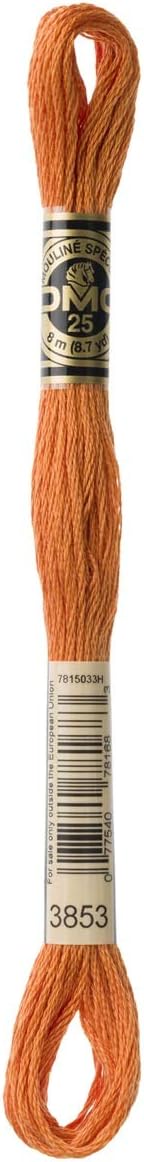 DMC 117-3853 Mouline Stranded Cotton Six Strand Embroidery Floss Thread, Dark Autumn Gold, 8.7-Yard