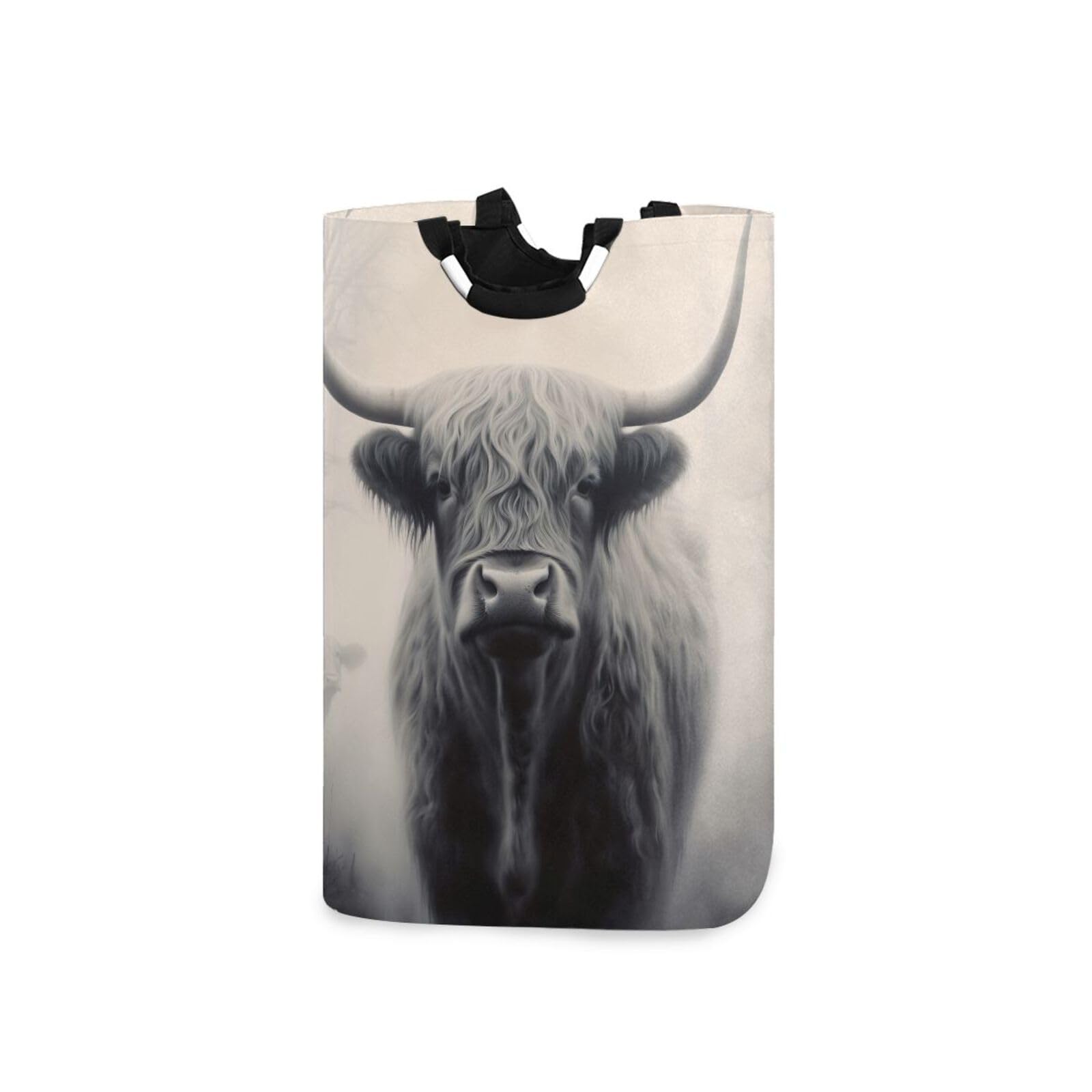 Ewusp A Highland Cow Laundry Basket Waterproof Collapsible Laundry Hamper With Handles Freestanding Tall Clothes Hamper Washing Bin Organizer For Bedroom, Dorm