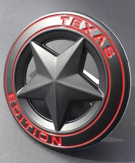 Image of VRT 3D Chrome Emblem Automotive Car, Bike Badges Logo Self Adhesive Sticker (Texas Edition, Black /Red)