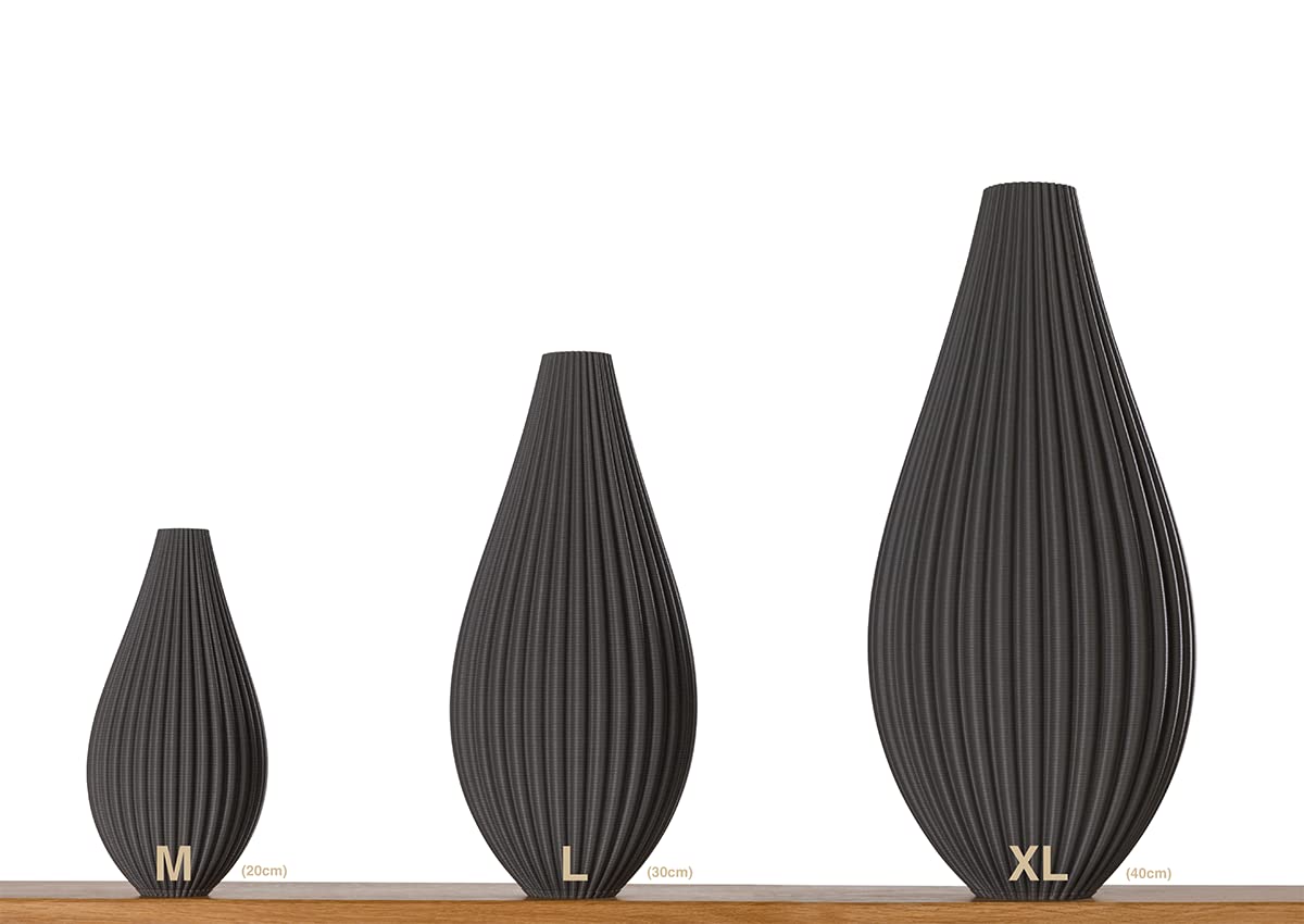 Dekovase Sina XL 40cm Bodenvase Schwarz Deko Vase Pampasgras Trockenblumen