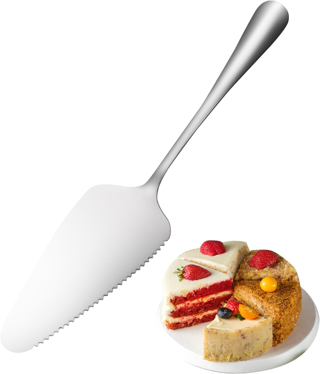 Cake Cutting for Wedding,Stainless Steel Pie Server Spatula Cake Cutter with Serrated Edge, Pie Server Cake Pizza Cutter Cheese Pie for Birthday Anniversary Christmas-9-Inch