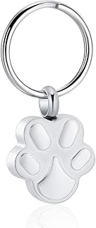 shajwo Paw Print Urn Keychain for Dog Cat | Dog Cat Keepsake Memorial Keychain Ash Holder,Stainless Steel Cremation Jewelry