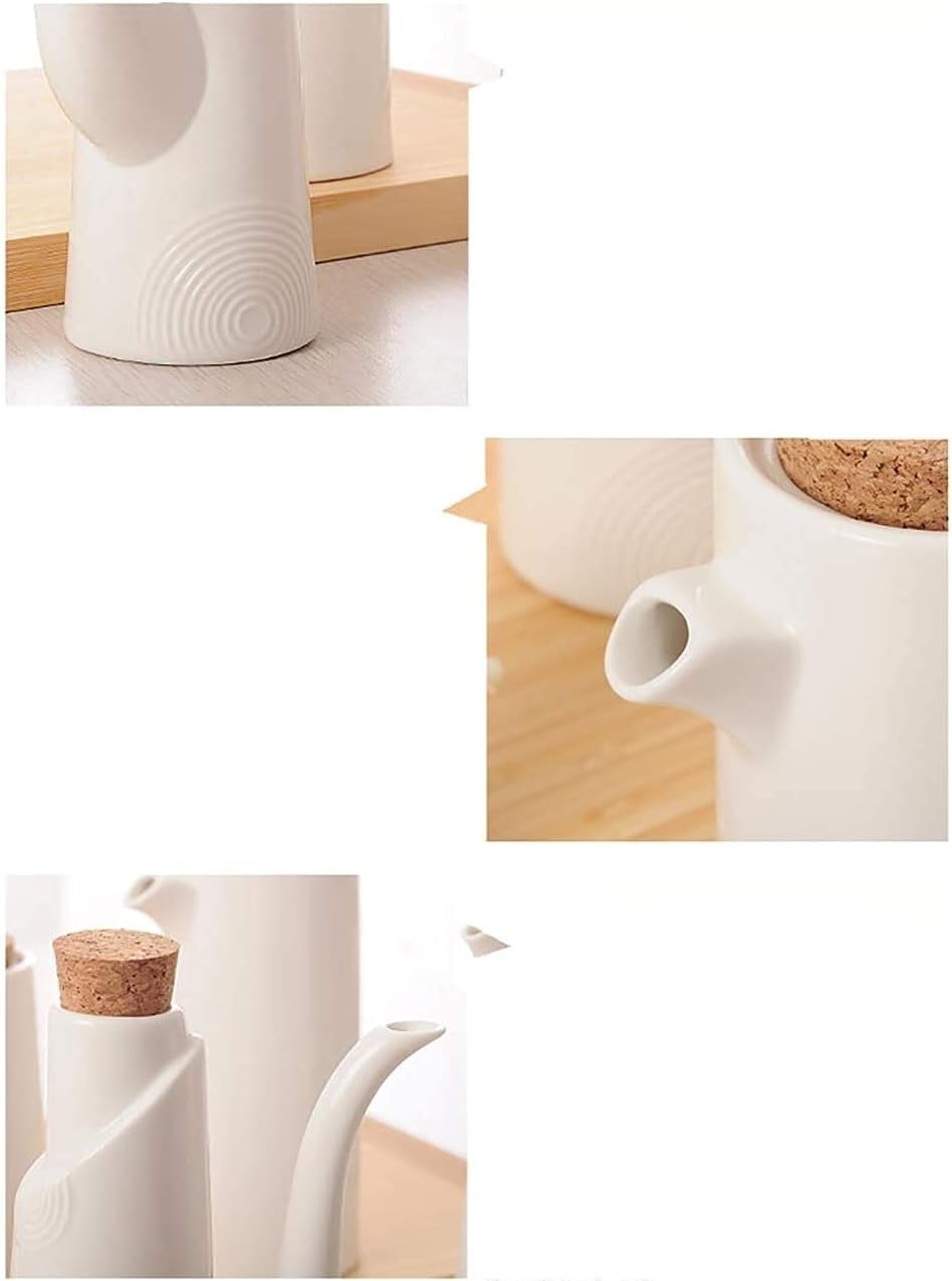 Vinegar Bottle Anti-Leakage Ceramic Oil Dispenser Bottle 250ml White Ceramic Soy Pourer Liquid Dispenser Condiment Dispenser