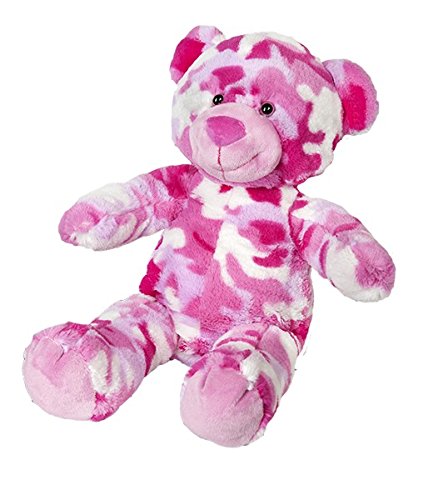 Teddy Mountain Camo Military Teddy Bear w Free Tee Shirt DIY Stuffed Plush Teddy Bear Birthday Party Kit Make - Build Your Own Bear No Sewing Arts and Craft kit for Kids (Pink Camo, 16 Inch DIY Kit)