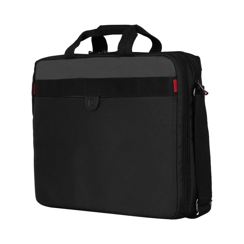 Wenger Legacy 17 Maletín para portátil con correa, portátil de hasta 17 pulgadas, maletín, organizador de artículos, 12 l, mujer hombre, oficina viajes negocios universidad, negro/gris, 600654