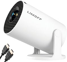 [2025 Neues Modell – inkl. HDMI-Kabel] LIMOFF Hy300Pro+ Mini Beamer – 1080P Full HD Smart Projektor mit Android 11, WiFi 6 & Bluetooth 5.2, Tragbarer Mini Projektor Heimkino Beamer 4K Unterstützung