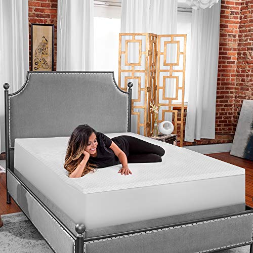 SensorPEDIC Topo de cama de espuma viscoelástica confortável de 3,5 cm, California King, branco