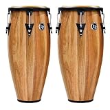 Llantas curva EZ Latin Percussion LPA647-SW Aspire Wood Congas 11 pulgadas y 12 pulgadas Set con doble soporte, color nogal siam/negro
