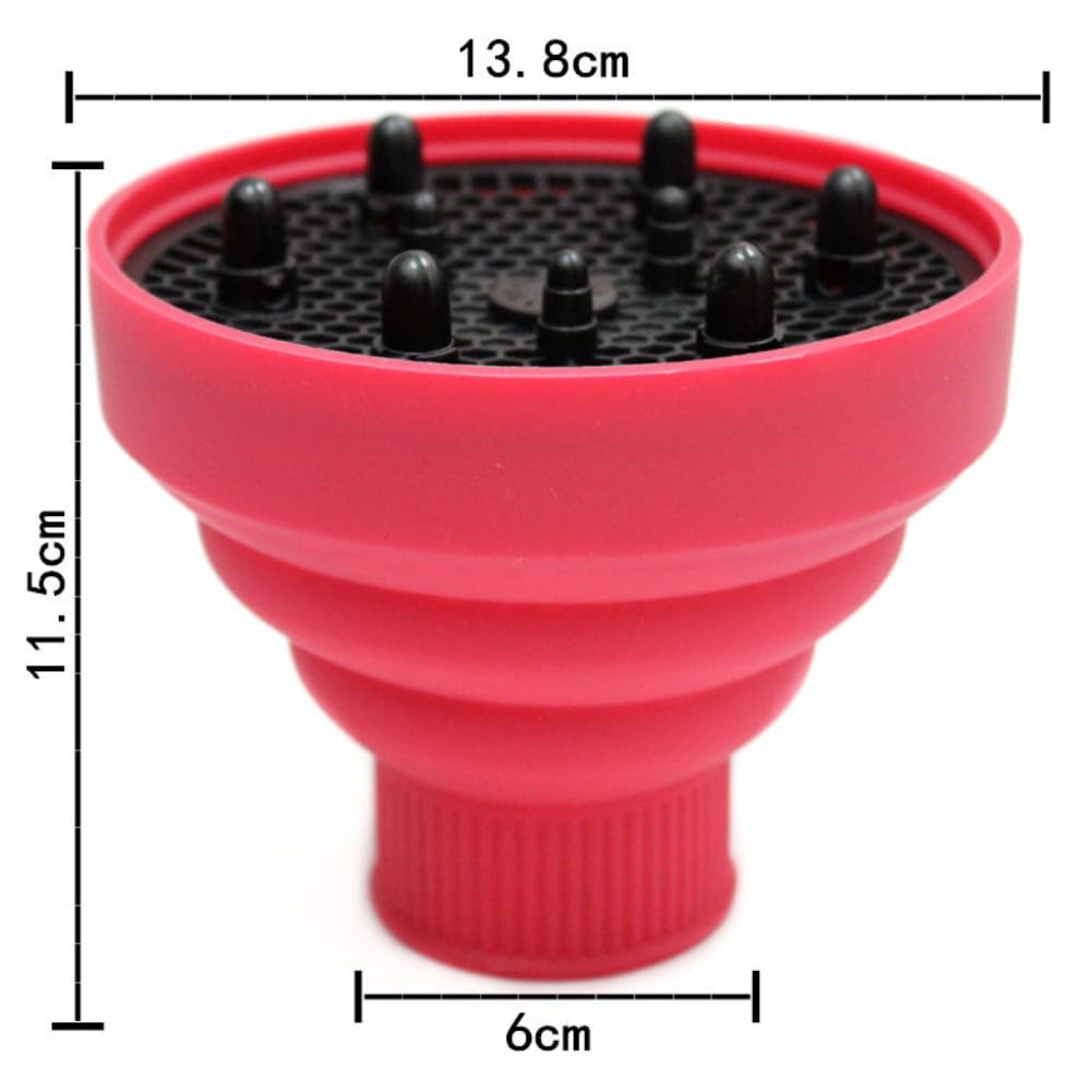 Rocky Green Diffusore pieghevole in silicone per asciugacapelli, ugello universale per capelli ricci, resistente al calore e design pieghevole portatile (rosa)