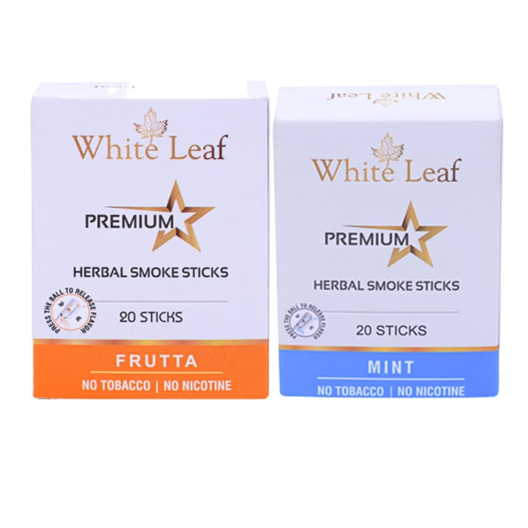 White Leaf Premium Herbal Cigarettes 100% Tobacco Free and Non Nicotine(Frutta and Mint Flavoured) Pack Of 40 Sticks For De Addiction - Herbal Smoke With 100% Natural and Ayurvedic Herbs-image-36