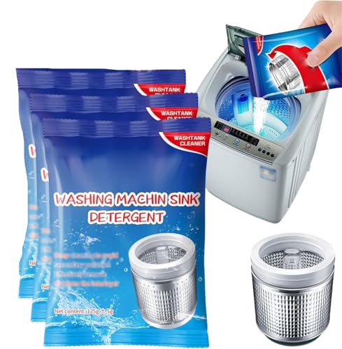 Powerful Stain Remover Washer Tank Cleaner,Powder Washing Machine Cleaner,Heavy Duty Stubborn Stain Cleaner for Top Load and Front Load Washers,Drum,Tub & All Internal Parts (3 Pcs)