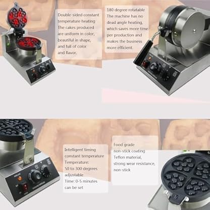 1200W Herzwaffeleisen Belgische Waffelmaschine Elektrisches Waffeleisen Waffelautomat Doppelseitiger Heizung 180 ° Waffelautomat Flip Temperatur- Und Zeitsteuerung Für Waffeln, Paninis, Hash Browns(11 – Bild 7