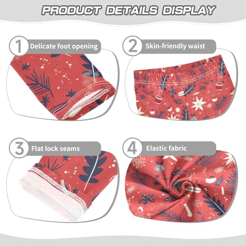 Merry Christmas Snowflake Red Hoho Kids Baby Girls Cotton Leggings Stretchy High Waisted Pants Sports3