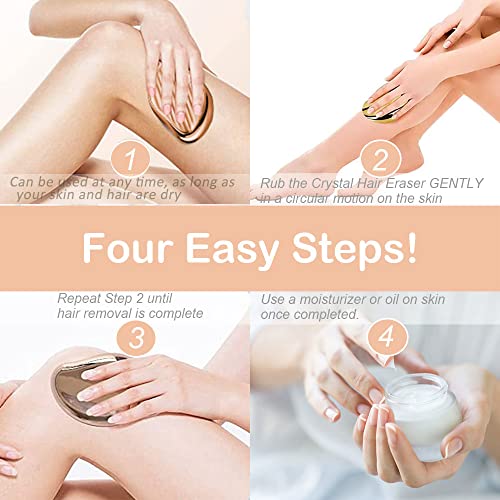 Spotfish Crystal Hair Eraser For Women And Men - Magic Hair Eraser Crystal Hair Remover, Painless Hair Removal Tool For Arms Legs Back - Reusable, Washable, Easy, Portable Epilator (Gold, Upgrade) #TOP5