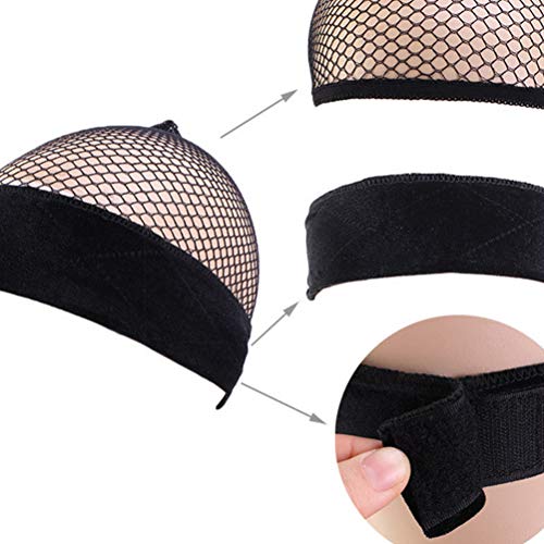 Lurrose Elástico fixo peruca bandana peruca capa de malha malha ajustável peruca touca acessórios pe