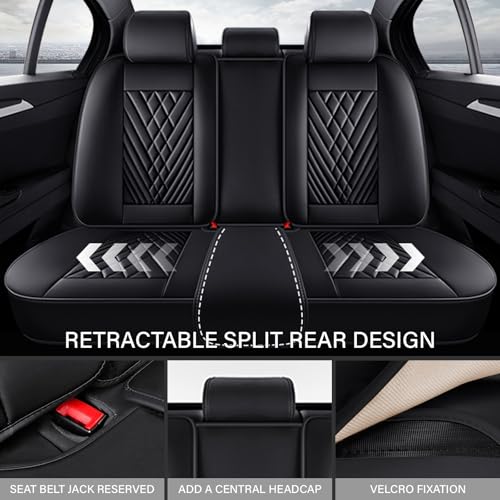 Image of Car Seat Cover Fit 98% of MINI 2000-2025,Premium Nappa Leather Breathable Waterproof Sports Seat Cover,Easy to Install Automotive Seat Covers Front Pair(Black)