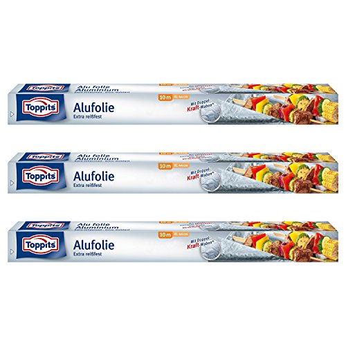 Toppits Alufolie XL Doppel-Kraft-Waben (10m x 44cm), 3er Pack (3 x 10 Meter)