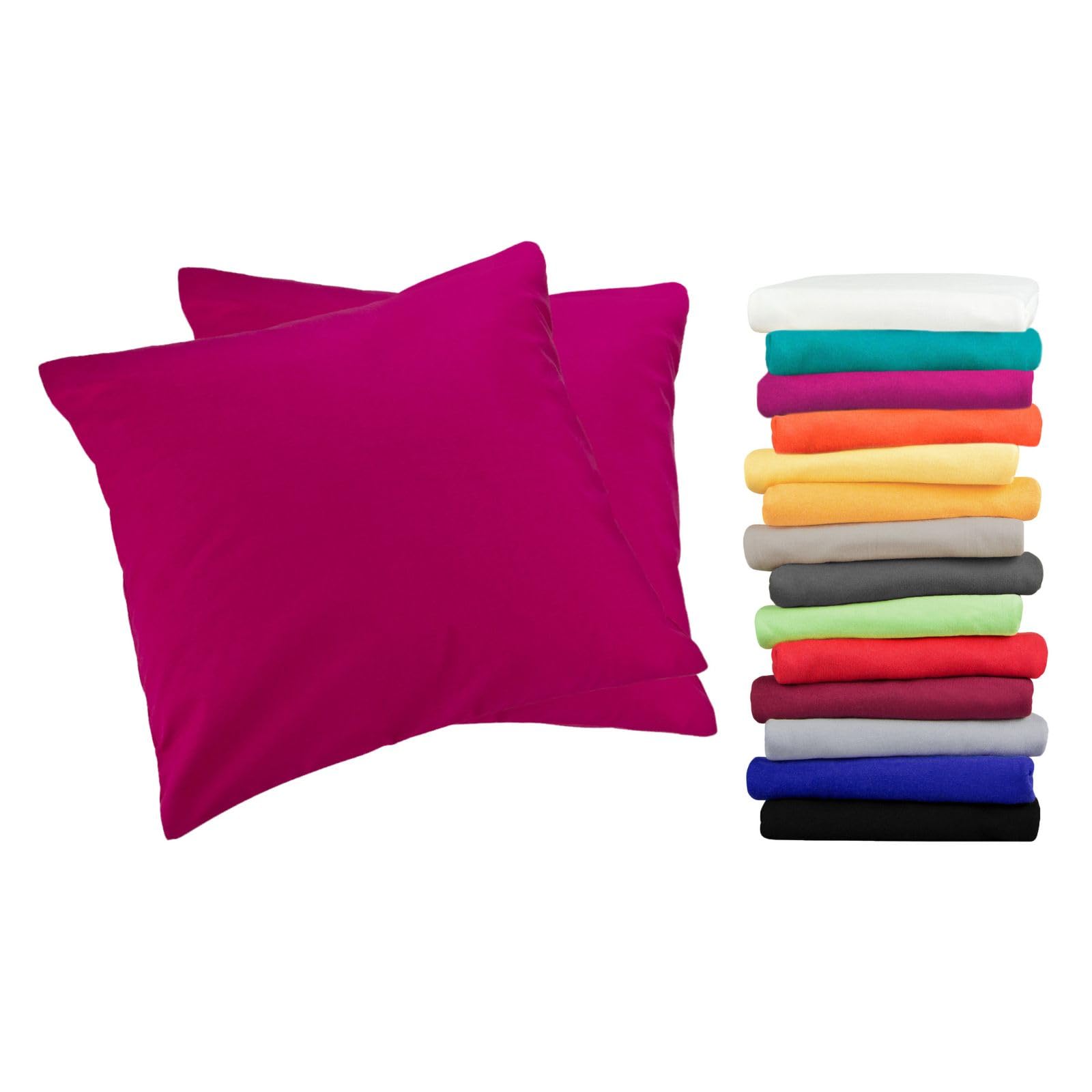 MOON-Luxury Confezione Da 2 Federe Per Cuscino 60x60 Cm, 100% Cotone, Con Cerniera, Rosa, Qualità 150 G/m², Made In EU - 3