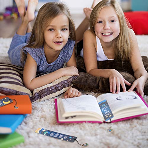 12 Pcs Bookmarks For Children Cat Moon Star Celestial Theme Space Bookmarks With Metal Charms Inspirational Quotes Bookmarker Gift For Kids Boys Girls School Reading (Novelty Style) #TOP5