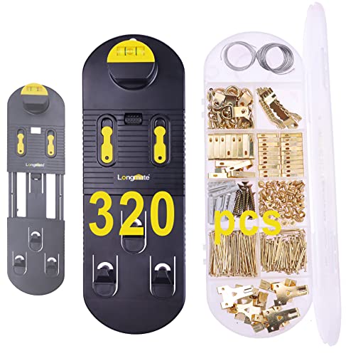 All-in-One Picture Hanging Kit, Longmate Picture Hanging & Leveling Tool, 320pcs Picture Hanger Accessories in Hardware Case, Zero Measuring Required to Hang Picture Perfect with the Frame Hanging Kit
