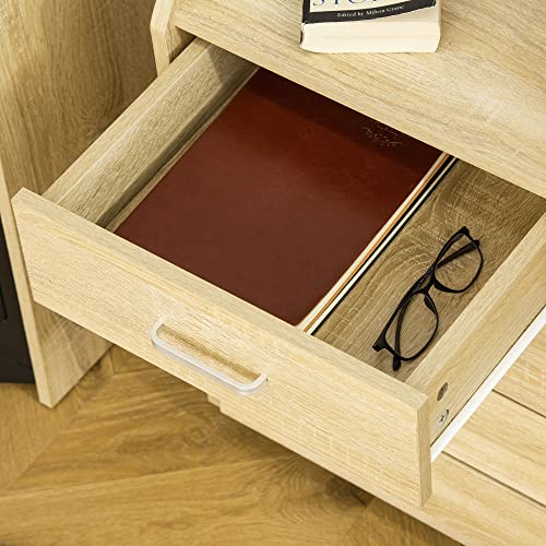 Vinsetto Cajonera de Oficina Mueble Auxiliar para Archivos con 4 Cajones Encimera Superior de Almacenaje 4 Ruedas y 2 Frenos para Estudio Despacho 40x36x65 cm Natural - imagen 9