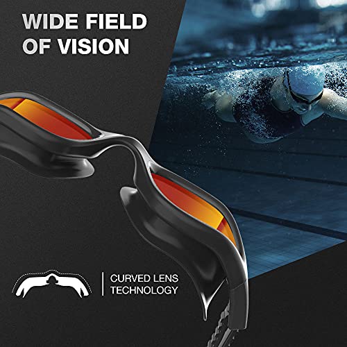YAKAON G1 Polarized Swimming Goggles, Wide View Swim Goggles Anti-Fog for Men Women Adult, A9-Polarized-BlackRed - Image 4