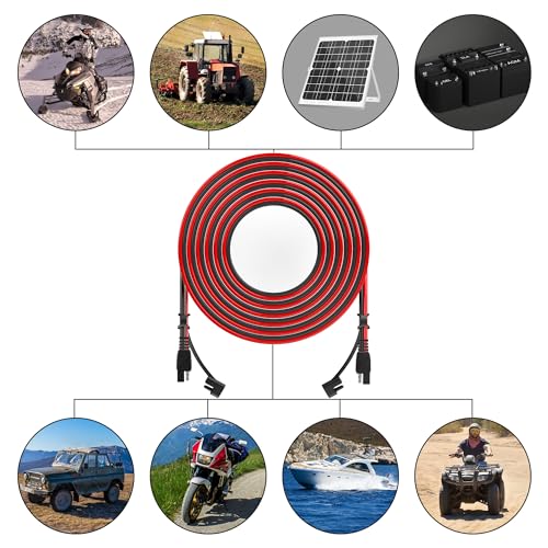 SOLPERK 25Feet SAE SAE Extension Cable Quick Disconnect Wire Harness SAE Connector Extension Cable for Cars, Motorcycles, Solar Panels, RV Battery(16AWG) (25 Feet) by SOLPERK - Image 5