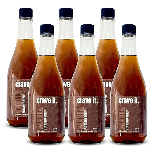 Crave It! Delicately Sweet Vanilla Flavoring Syrup, Add a Splash to Your Favorite Beverages – Create a Craveable Vanilla Coke or Dr Pepper! – 13 FL OZ / 6 Pack