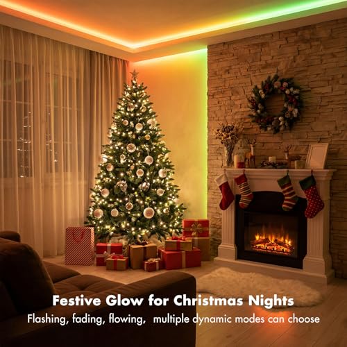 Image of Led Lights for Bedroom 32.8FT Smart IC+RGB, Music Sync Color Changing Strip Lights, 24Key Remote+App Control Light Strip for BedHead,Underbed,Ceiling,Background Wall