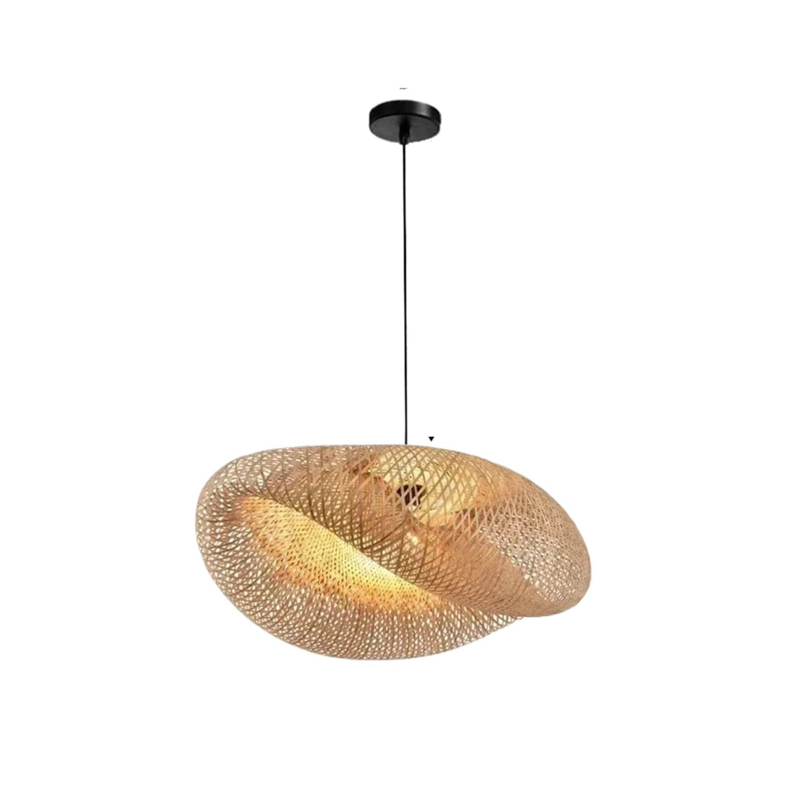 Akdjgfp Dia 36Cm Rattan Lampshade Rattan Pendant Light Kitchen Suspension Home Hanging Lampshade(Dia 36Cm)