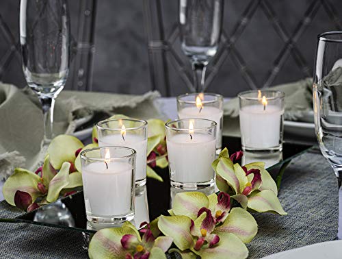 Kisco Candles: Votive Candles With Holders Clear Decorative Glass Home Decor, Beautiful Living Room, Kitchen, Bathroom Lighting | Long-Lasting Wax | 24-Pack (Clear, 6 Hour) #TOP4