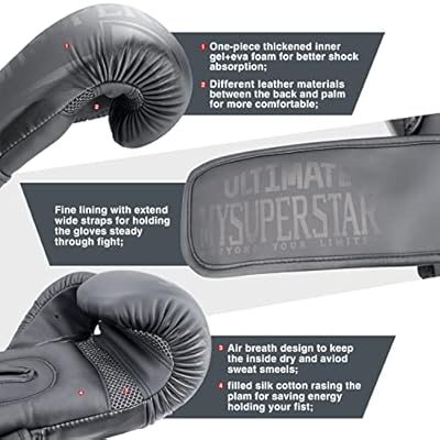MYSUPERSTAR Ultimate Boxing Kick Boxing Muay Thai Training Bag Gloves for Men Women Youth MMA UFC Boxing Gloves
