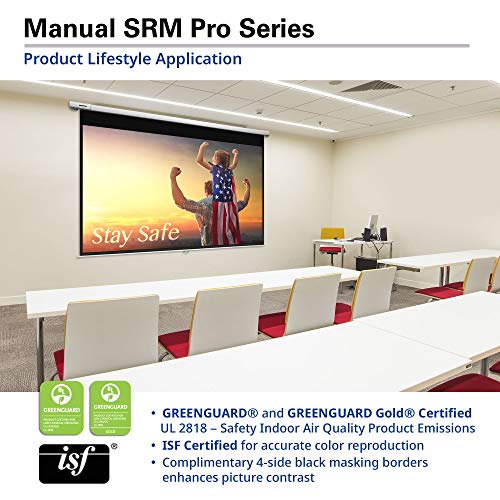 Elite Screens Manual Srm Pro, 100-Inch 16:9, Manual Slow Retract Projector Screen, 8K / 4K Ultra Hd 3D Ready, 2-Year Warranty, M100Hsr-Pro, 16:9, White #TOP6