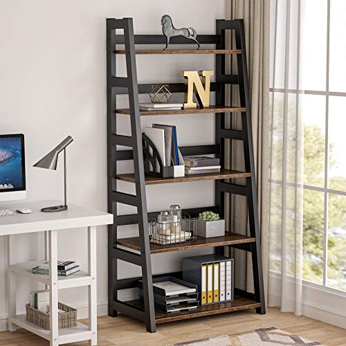 Tribesigns 5-Tier Bookshelf Industrial Bookcase, 5 Shelf Ladder Shelf Book Storage Shelf Organizer For Living Room, Home Office #TOP3