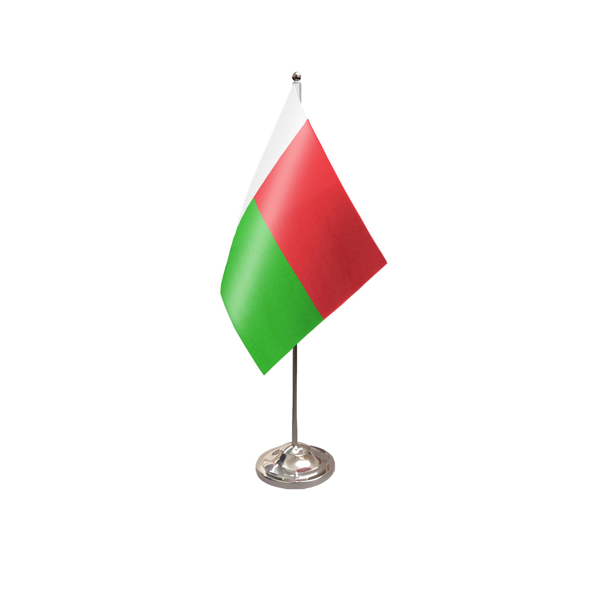 Flagtex Madagascar Satin Table Flag With Chrome Pole & Base