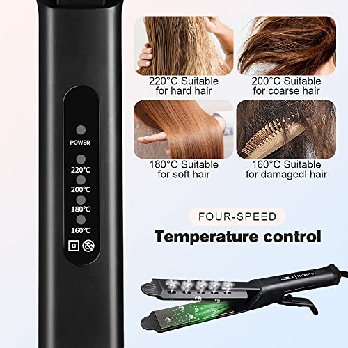 Hair Straightening Iron, New Ceramic Tourmaline Lonic Flat Iron Hair Straightener, Fast Heating Hair Straightener Adjustable Temperature Dry And Wet Dual Use Steam For Hair Care (Black) #TOP3