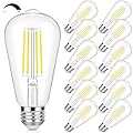 Sucolite Vintage ST58 Dimmable LED Edison Bulbs, 60W Equivalent 800LM, 7W LED Filament Light Bulbs, Daylight White 5000K, E26 Medium Base, Clear Glass for Home & Office Lighting, 12 Pack