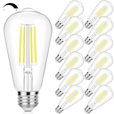 Sucolite Vintage ST58 Dimmable LED Edison Bulbs, 60W Equivalent 800LM, 7W LED Filament Light Bulbs, Daylight White 5000K, E26 Medium Base, Clear Glass for Home & Office Lighting, 12 Pack