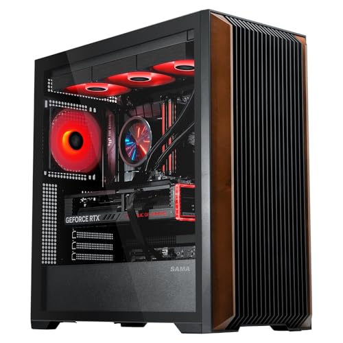 SAMA Boîtier PC Z60 en bois de noyer véritable, boîtier PC ATX, 4 ventilateurs ARGB PWM pré-installés, prend en charge les radiateurs de 360 mm sur le dessus, port de type C, boîtier d'ordinateur de