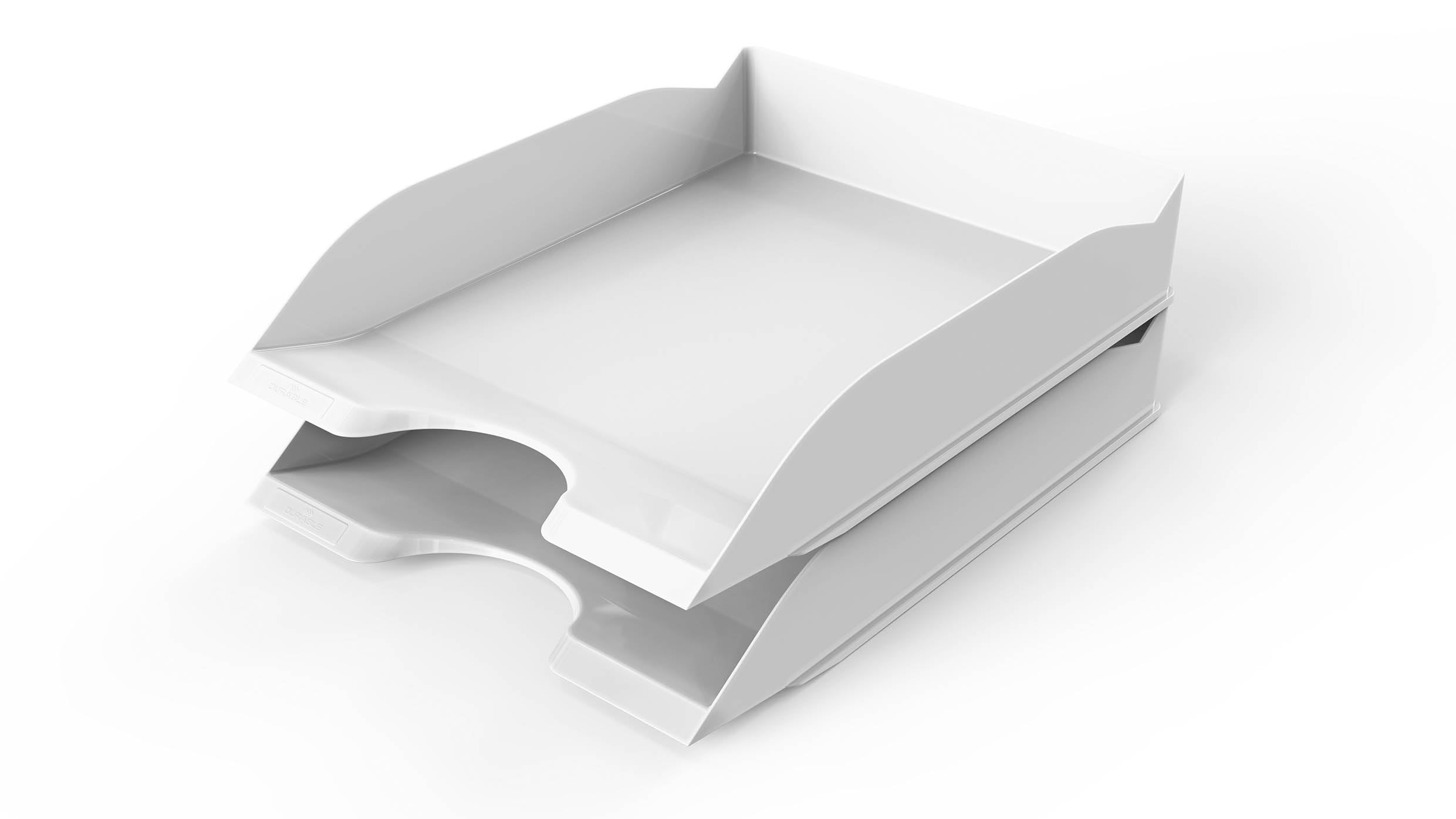 Durable Basic Letter Trays A4 White - Set of 6 Stackable Storage Trays for Desktop Organisation - Stackable Paper Tray