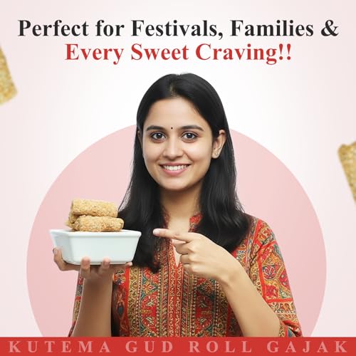 Image of Panchhi Kutema Roll Gajak 250g - Homemade Traditional Agra Gazak (Since 1926), Gajak Roll Made with Sesame Seeds,Gur & Dry Fruits|Crispy Tilkut Chikki,Healthy Jaggery Sweet for Winter, Festival & Gift