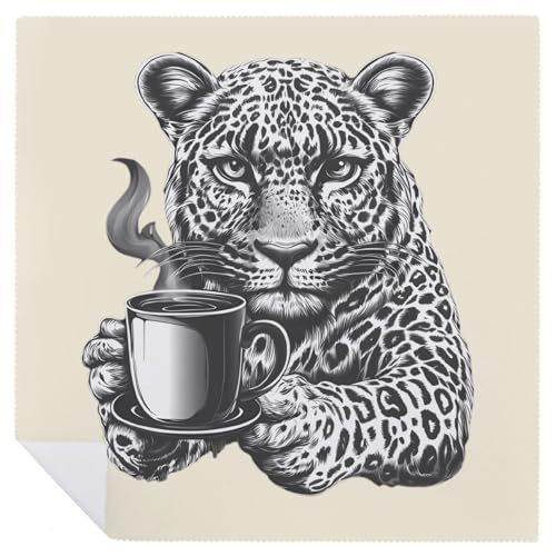 Servilletas cuadradas para cocina con estampado de leopardo y acabado suave 7