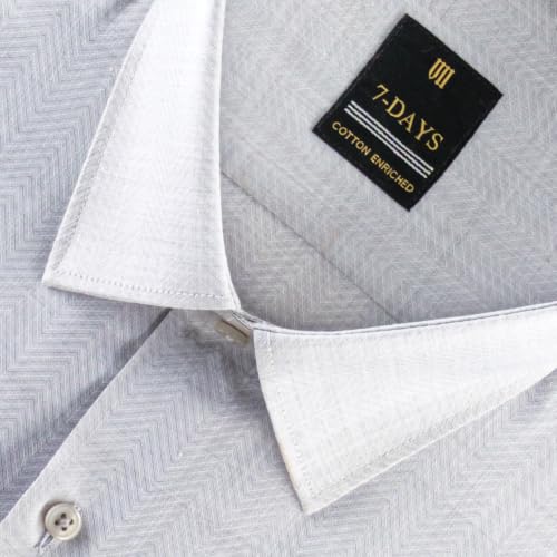 Image of 7-DAYS Premium Men's Formal Shirts - Cotton Rich, Textured Self-Design, Full Sleeve, Regular Fit, Wrinkle Resistant, with Pocket - Perfect for Office